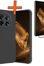Nomfy Hoesje Geschikt voor OnePlus 12 Hoesje Siliconen Cover Case Met Screenprotector - Hoes Geschikt voor OnePlus 12 Hoes Back Case - Zwart