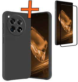 Nomfy Nomfy OnePlus 12 Hoesje Siliconen Met Screenprotector - Zwart