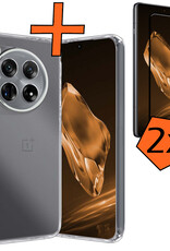 Nomfy Hoesje Geschikt voor OnePlus 12 Hoesje Siliconen Cover Case Met 2x Screenprotector - Hoes Geschikt voor OnePlus 12 Hoes Back Case - Transparant
