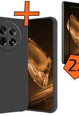 Nomfy Hoesje Geschikt voor OnePlus 12 Hoesje Siliconen Cover Case Met 2x Screenprotector - Hoes Geschikt voor OnePlus 12 Hoes Back Case - Zwart