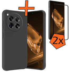 Nomfy Nomfy OnePlus 12 Hoesje Siliconen Met 2x Screenprotector - Zwart