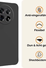 Nomfy Hoesje Geschikt voor OnePlus 12 Hoesje Siliconen Cover Case Met 2x Screenprotector - Hoes Geschikt voor OnePlus 12 Hoes Back Case - Zwart