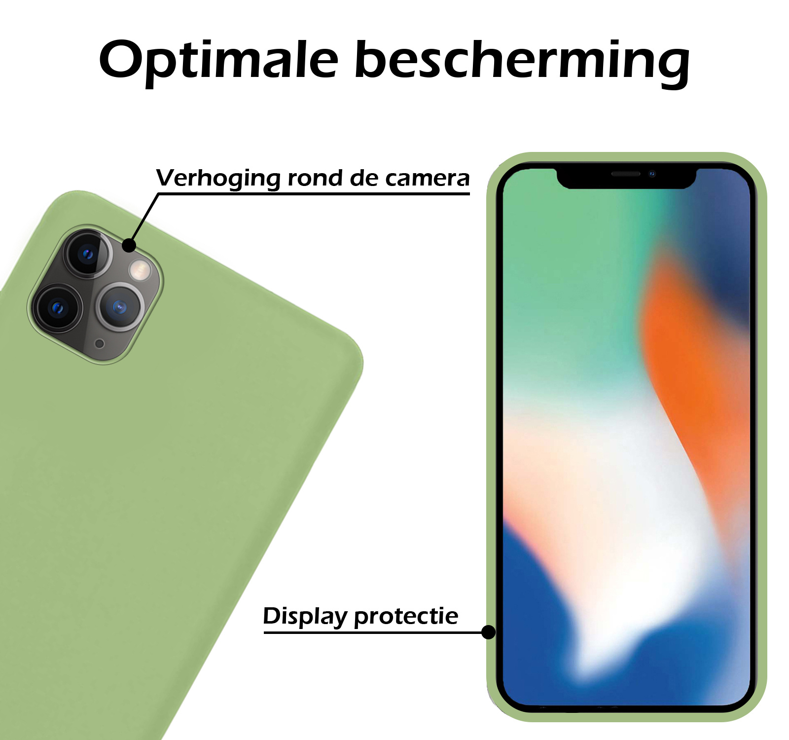Nomfy Hoesje Geschikt voor iPhone 12 Pro Hoesje Siliconen Cover Case - Hoes Geschikt voor iPhone 12 Pro Hoes Back Case - Groen
