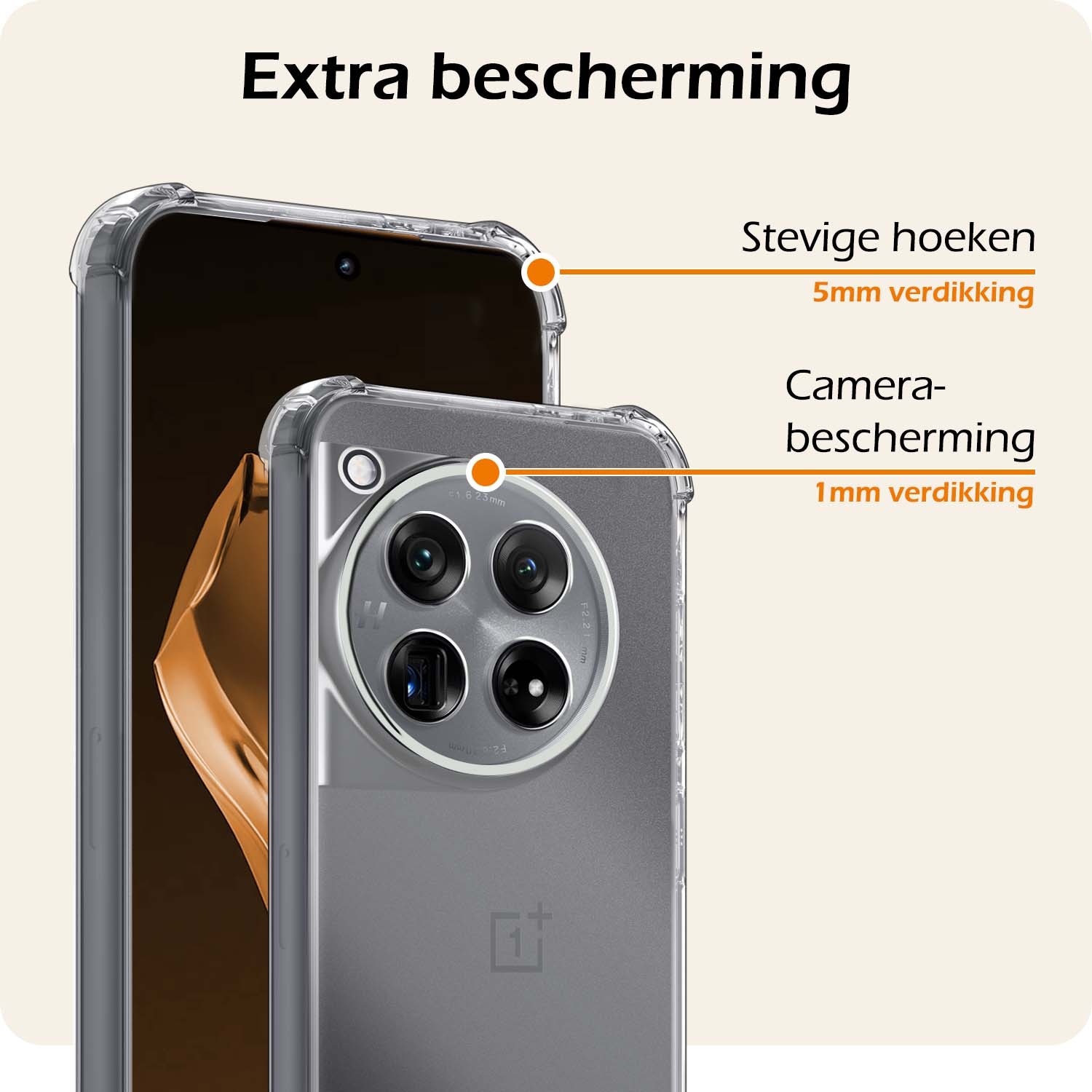 Nomfy Hoesje Geschikt voor OnePlus 12 Hoesje Shock Proof Cover Case Shockproof Met Screenprotector - Hoes Geschikt voor OnePlus 12 Hoes Siliconen Back Case - Transparant