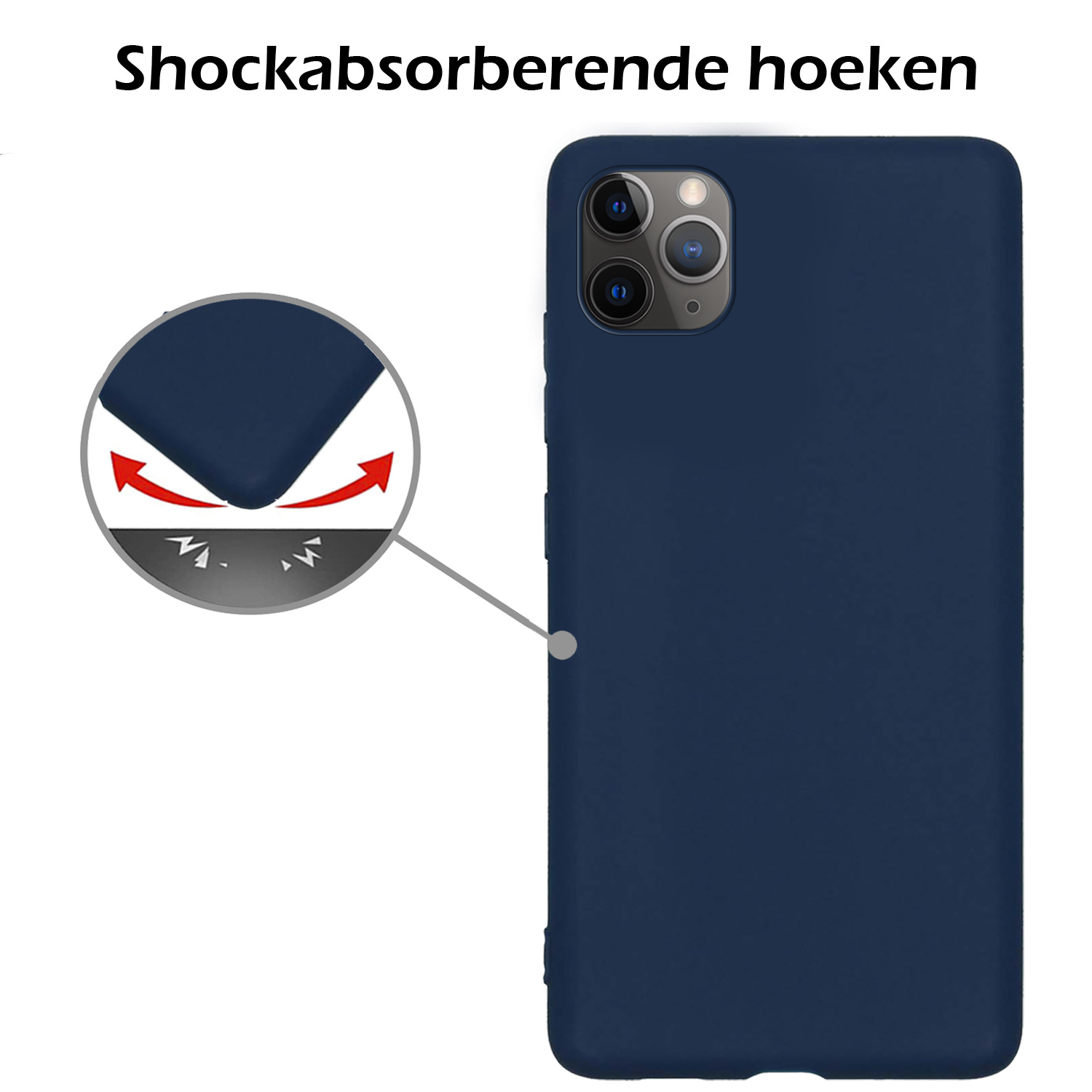Nomfy Hoesje Geschikt voor iPhone 12 Pro Hoesje Siliconen Cover Case - Hoes Geschikt voor iPhone 12 Pro Hoes Back Case - Donkerblauw