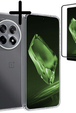 BASEY. Hoes Geschikt voor OnePlus 12R Hoesje Siliconen Back Cover Case Met Screenprotector - Hoesje Geschikt voor OnePlus 12R Hoes Cover Hoesje - Transparant