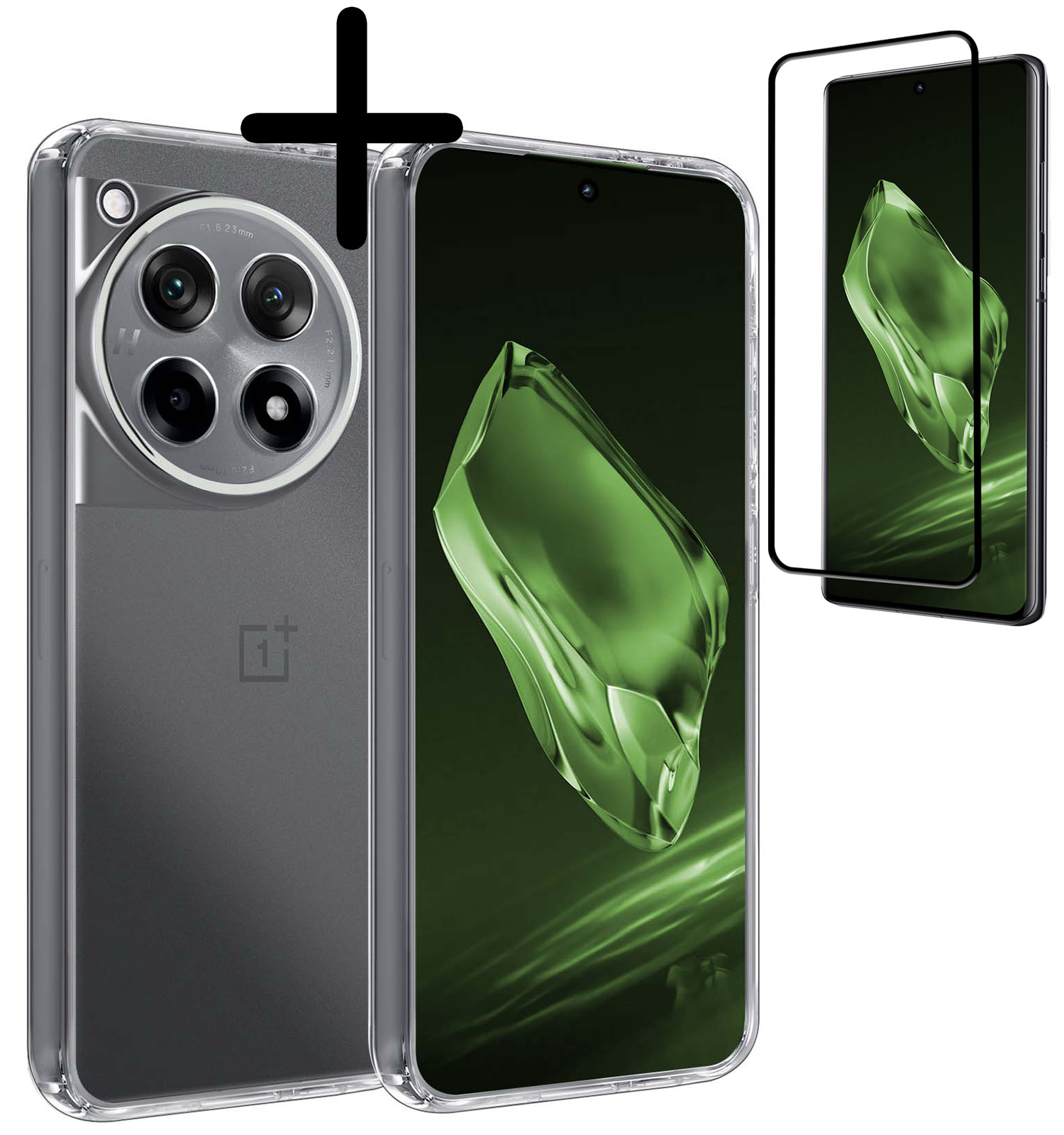 BASEY. Hoes Geschikt voor OnePlus 12R Hoesje Siliconen Back Cover Case Met Screenprotector - Hoesje Geschikt voor OnePlus 12R Hoes Cover Hoesje - Transparant