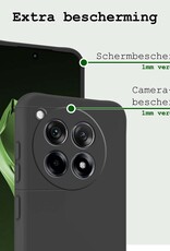 BASEY. Hoes Geschikt voor OnePlus 12R Hoesje Siliconen Back Cover Case Met Screenprotector - Hoesje Geschikt voor OnePlus 12R Hoes Cover Hoesje - Zwart