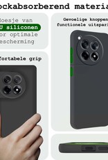 BASEY. Hoes Geschikt voor OnePlus 12R Hoesje Siliconen Back Cover Case Met Screenprotector - Hoesje Geschikt voor OnePlus 12R Hoes Cover Hoesje - Zwart