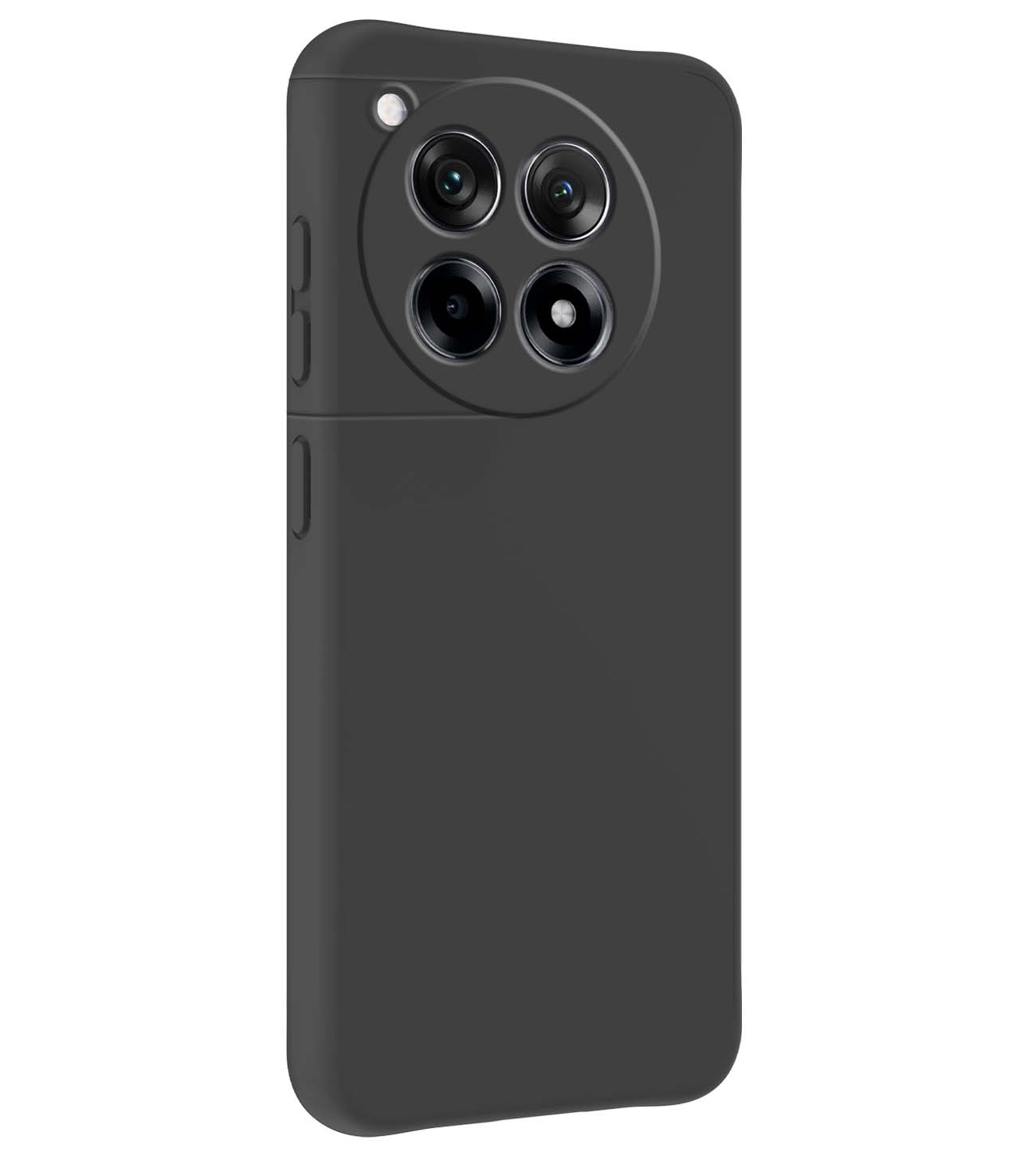 BASEY. Hoes Geschikt voor OnePlus 12R Hoesje Siliconen Back Cover Case Met Screenprotector - Hoesje Geschikt voor OnePlus 12R Hoes Cover Hoesje - Zwart