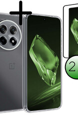 BASEY. Hoes Geschikt voor OnePlus 12R Hoesje Siliconen Back Cover Case Met 2x Screenprotector - Hoesje Geschikt voor OnePlus 12R Hoes Cover Hoesje - Transparant