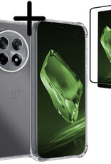 BASEY. Hoes Geschikt voor OnePlus 12R Hoesje Shock Proof Case Hoes Siliconen Met Screenprotector - Hoesje Geschikt voor OnePlus 12R Hoes Cover Shockproof - Transparant