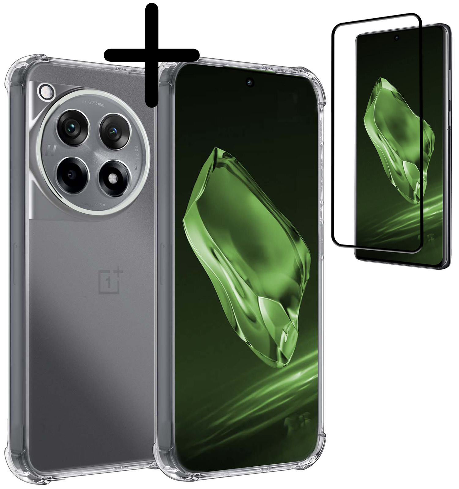 BASEY. Hoes Geschikt voor OnePlus 12R Hoesje Shock Proof Case Hoes Siliconen Met Screenprotector - Hoesje Geschikt voor OnePlus 12R Hoes Cover Shockproof - Transparant