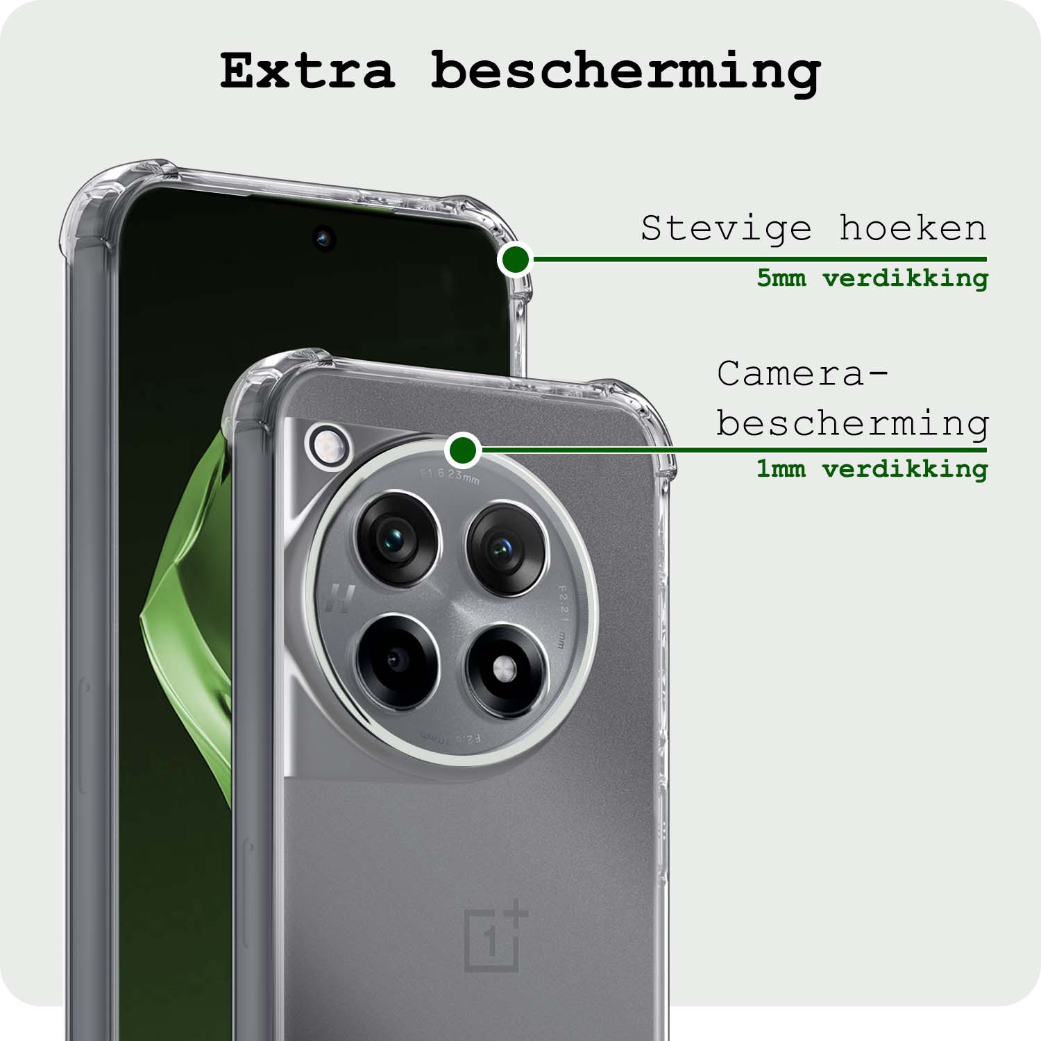 BASEY. Hoes Geschikt voor OnePlus 12R Hoesje Shock Proof Case Hoes Siliconen Met 2x Screenprotector - Hoesje Geschikt voor OnePlus 12R Hoes Cover Shockproof - Transparant