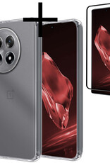 NoXx Hoes Geschikt voor OnePlus 12R Hoesje Cover Siliconen Back Case Hoes Met Screenprotector - Transparant