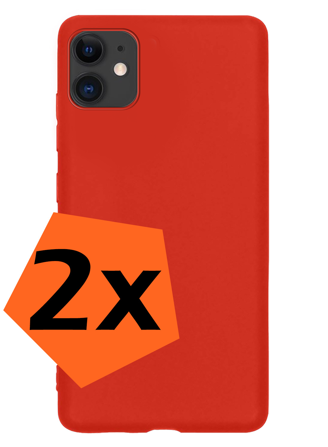Nomfy Hoesje Geschikt voor iPhone 12 Hoesje Siliconen Cover Case - Hoes Geschikt voor iPhone 12 Hoes Back Case - 2-PACK - Rood