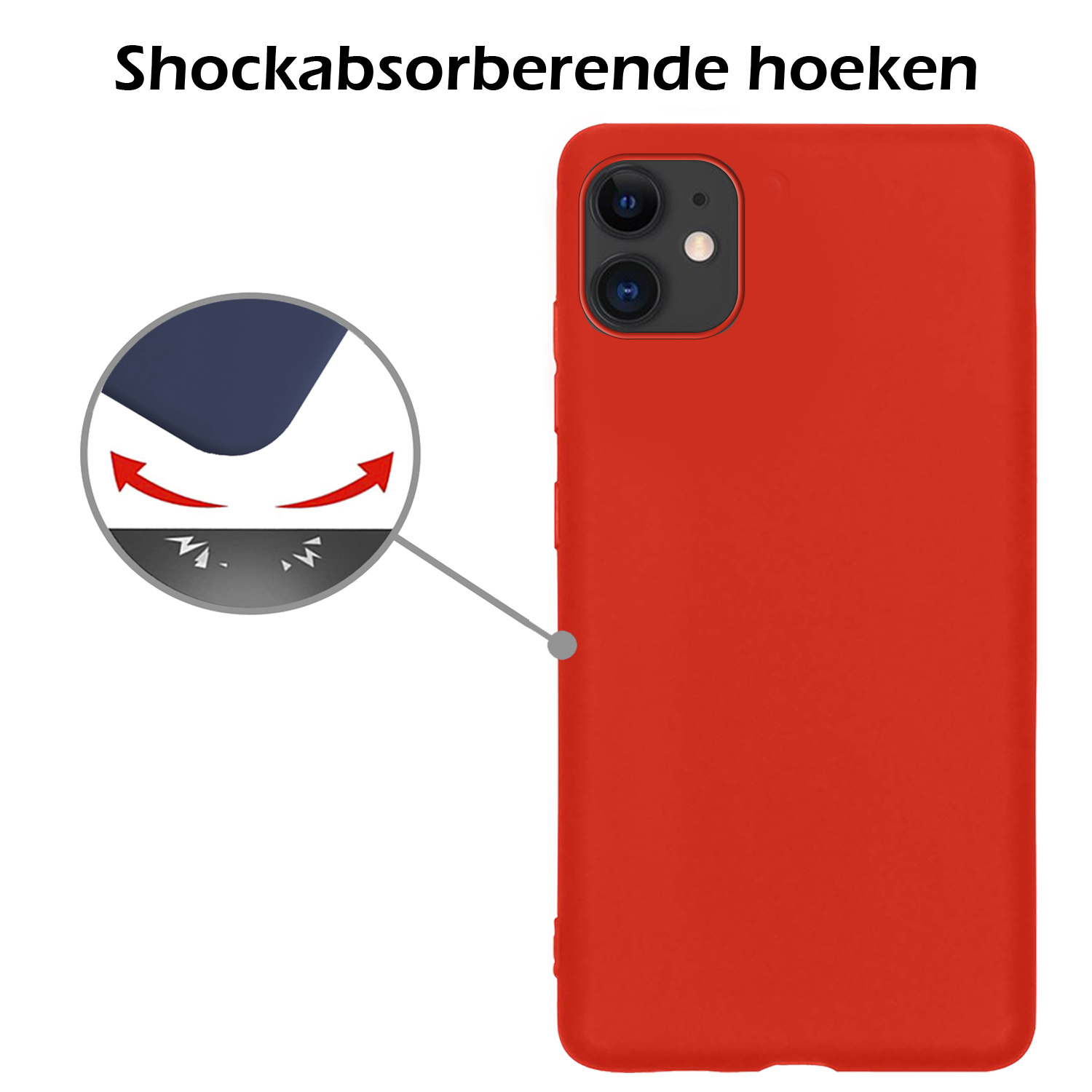 Nomfy Hoesje Geschikt voor iPhone 12 Hoesje Siliconen Cover Case - Hoes Geschikt voor iPhone 12 Hoes Back Case - 2-PACK - Rood