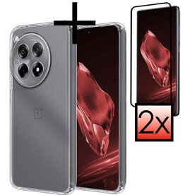 NoXx NoXx OnePlus 12R Hoesje Siliconen Met 2x Screenprotector - Transparant