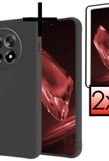 NoXx Hoes Geschikt voor OnePlus 12R Hoesje Cover Siliconen Back Case Hoes Met 2x Screenprotector - Zwart