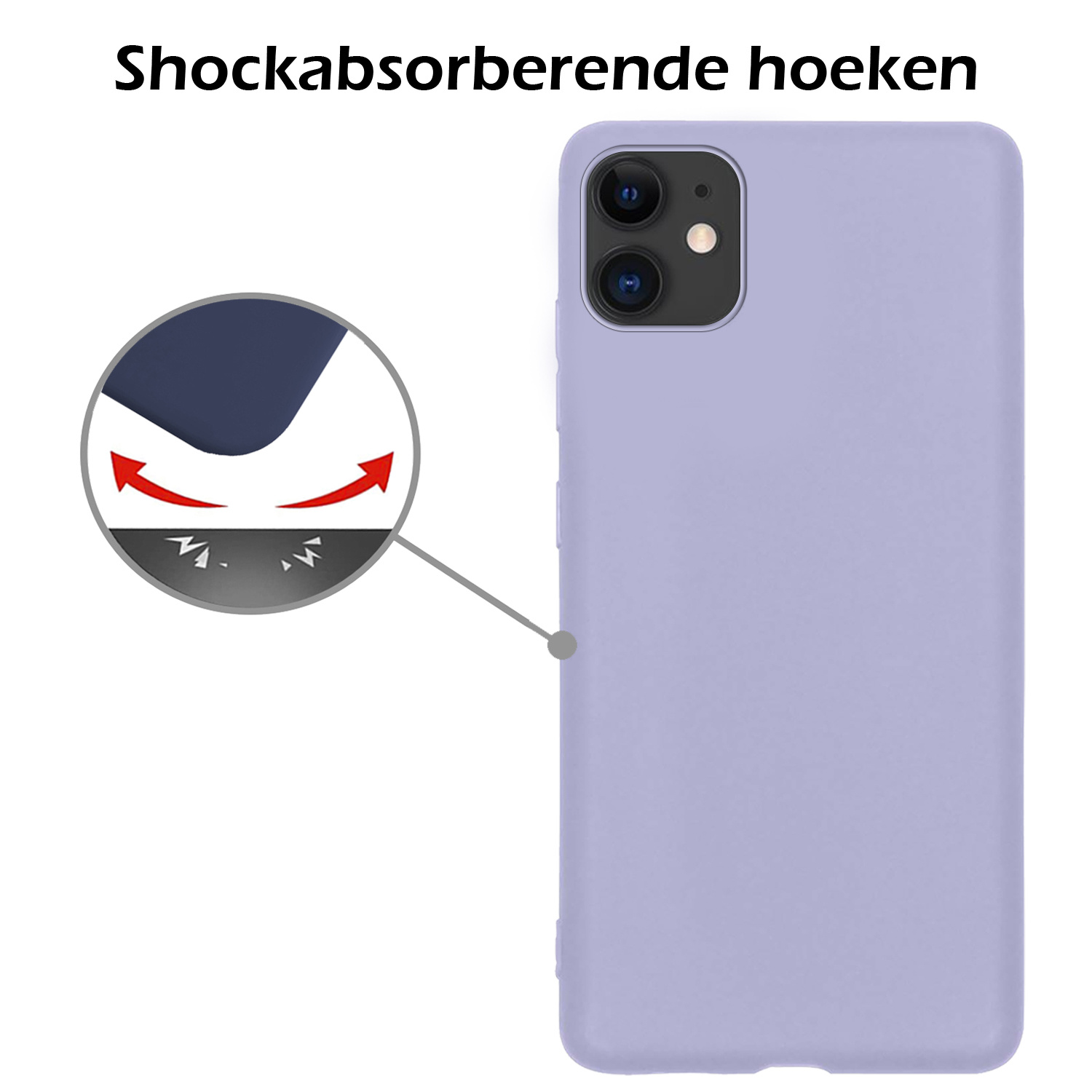 Nomfy Hoesje Geschikt voor iPhone 12 Hoesje Siliconen Cover Case - Hoes Geschikt voor iPhone 12 Hoes Back Case - 2-PACK - Lila