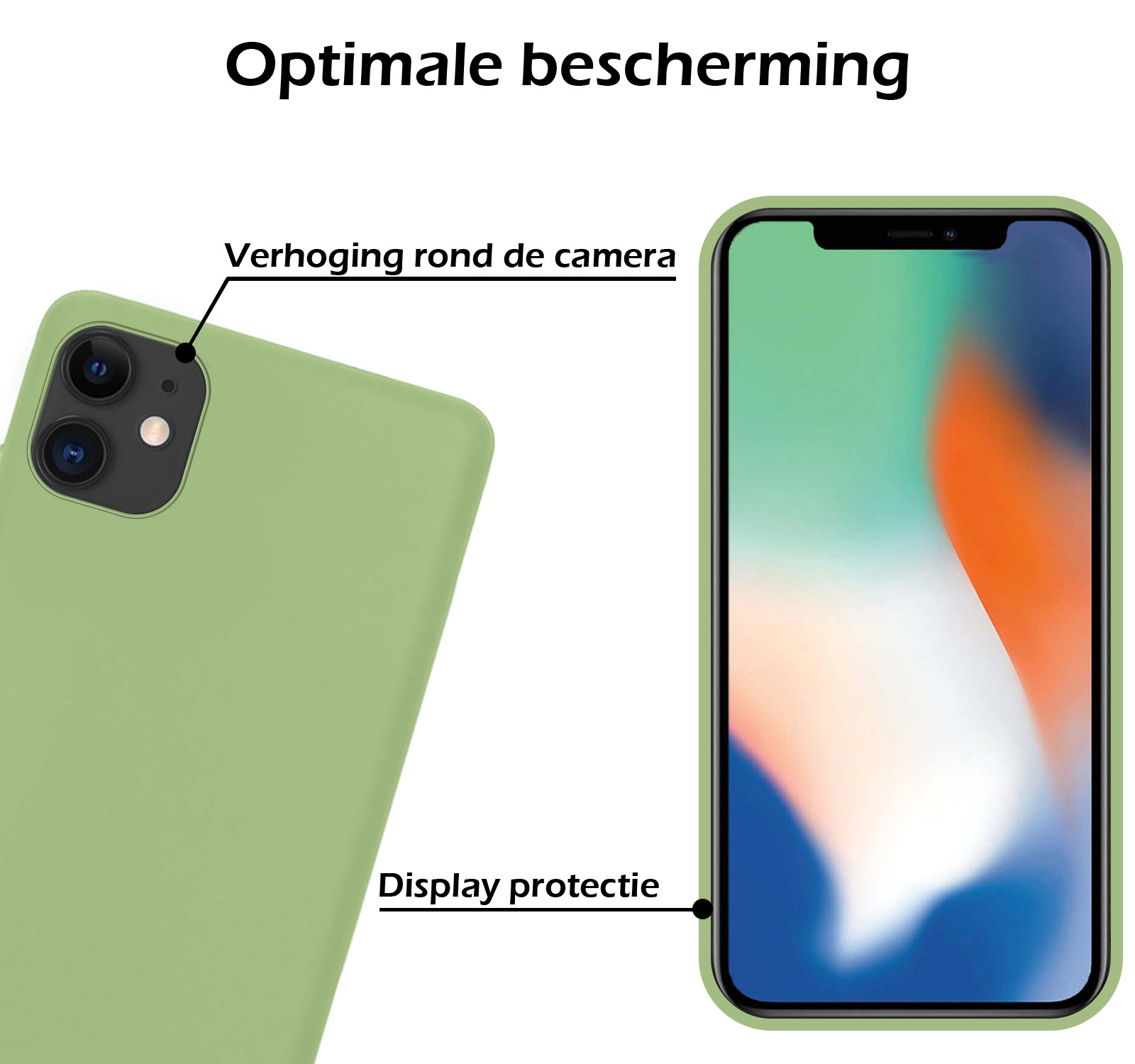 Nomfy Hoesje Geschikt voor iPhone 12 Hoesje Siliconen Cover Case - Hoes Geschikt voor iPhone 12 Hoes Back Case - 2-PACK - Groen