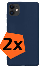 Nomfy Hoesje Geschikt voor iPhone 12 Hoesje Siliconen Cover Case - Hoes Geschikt voor iPhone 12 Hoes Back Case - 2-PACK - Donkerblauw
