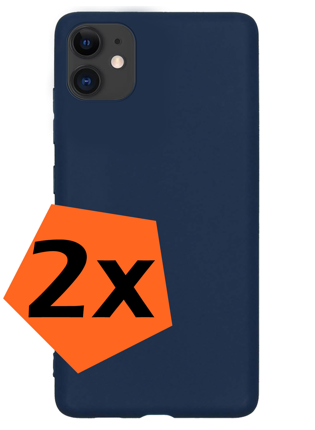 Nomfy Hoesje Geschikt voor iPhone 12 Hoesje Siliconen Cover Case - Hoes Geschikt voor iPhone 12 Hoes Back Case - 2-PACK - Donkerblauw