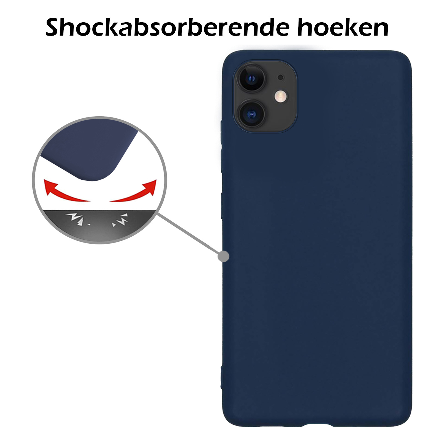 Nomfy Hoesje Geschikt voor iPhone 12 Hoesje Siliconen Cover Case - Hoes Geschikt voor iPhone 12 Hoes Back Case - 2-PACK - Donkerblauw