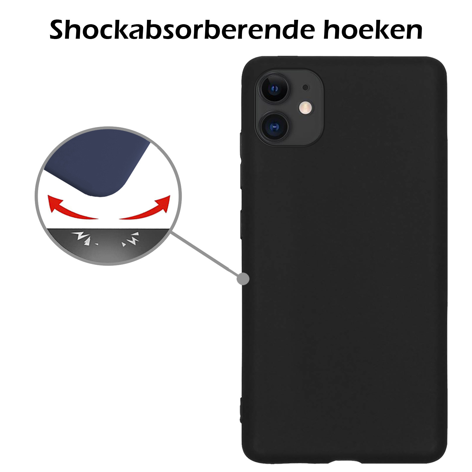 Nomfy Hoesje Geschikt voor iPhone 12 Mini Hoesje Siliconen Cover Case - Hoes Geschikt voor iPhone 12 Mini Hoes Back Case - 2-PACK - Zwart