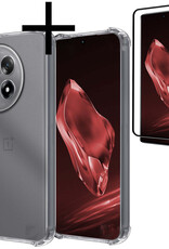 NoXx Hoes Geschikt voor OnePlus 12R Hoesje Siliconen Cover Shock Proof Back Case Shockproof Hoes Met Screenprotector - Transparant