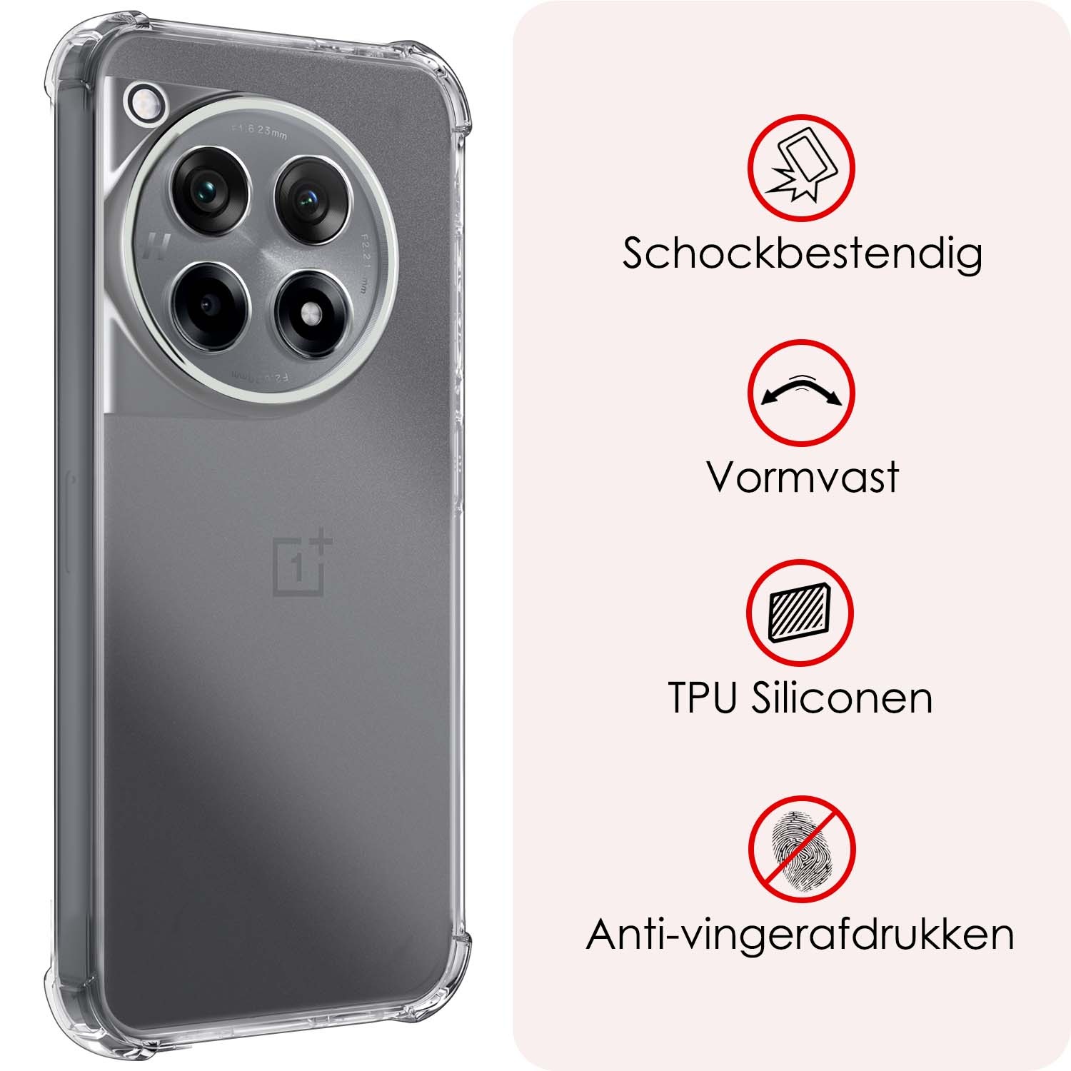 NoXx Hoes Geschikt voor OnePlus 12R Hoesje Siliconen Cover Shock Proof Back Case Shockproof Hoes Met 2x Screenprotector - Transparant