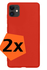 Nomfy Hoesje Geschikt voor iPhone 12 Mini Hoesje Siliconen Cover Case - Hoes Geschikt voor iPhone 12 Mini Hoes Back Case - 2-PACK - Rood