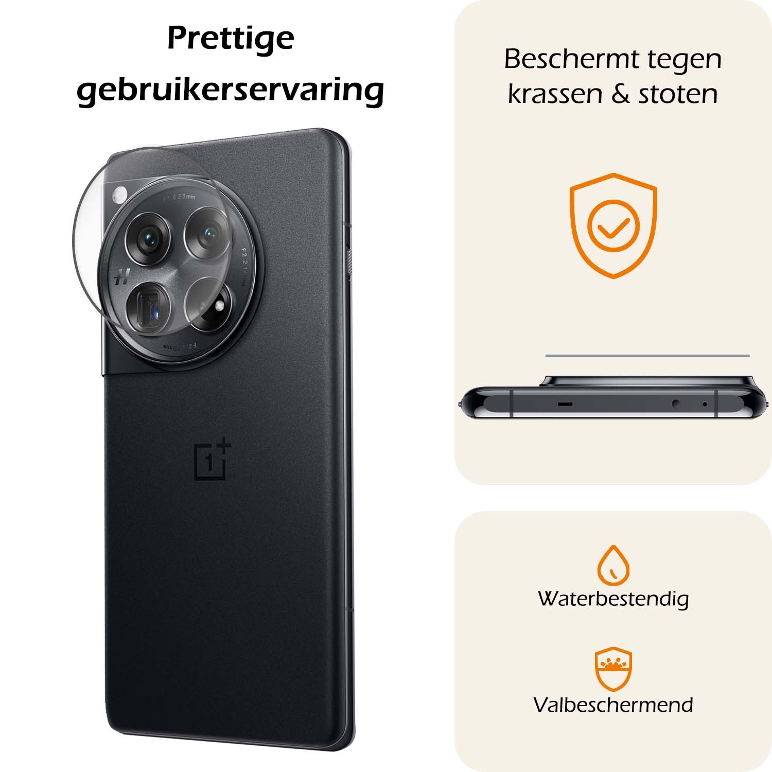 Nomfy Screenprotector Geschikt voor OnePlus 12R Camera Screen Protector Beschermglas - Screenprotector Geschikt voor OnePlus 12R Camera Screenprotector Tempered Glass - 2 PACK