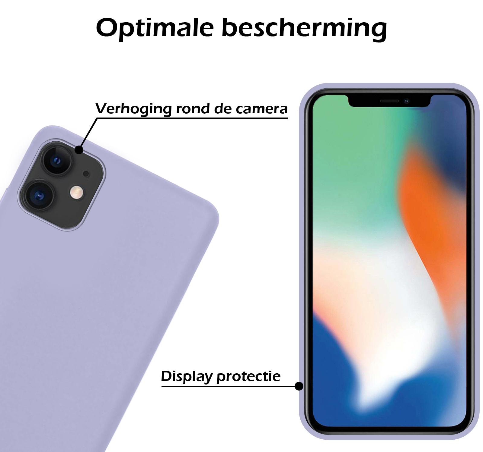 Nomfy Hoesje Geschikt voor iPhone 12 Mini Hoesje Siliconen Cover Case - Hoes Geschikt voor iPhone 12 Mini Hoes Back Case - 2-PACK - Lila