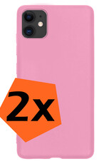 Nomfy Hoesje Geschikt voor iPhone 12 Mini Hoesje Siliconen Cover Case - Hoes Geschikt voor iPhone 12 Mini Hoes Back Case - 2-PACK - Lichtroze