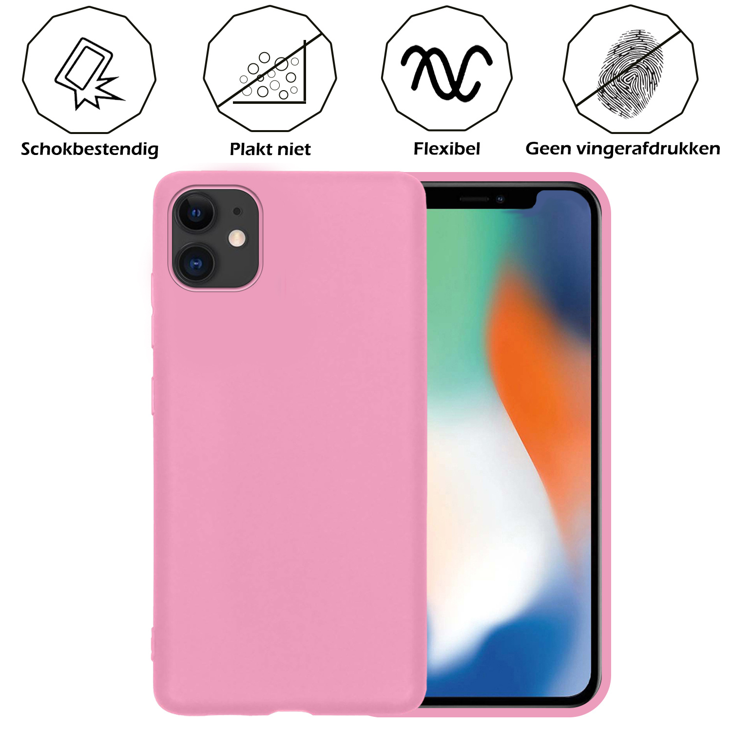 Nomfy Hoesje Geschikt voor iPhone 12 Mini Hoesje Siliconen Cover Case - Hoes Geschikt voor iPhone 12 Mini Hoes Back Case - 2-PACK - Lichtroze