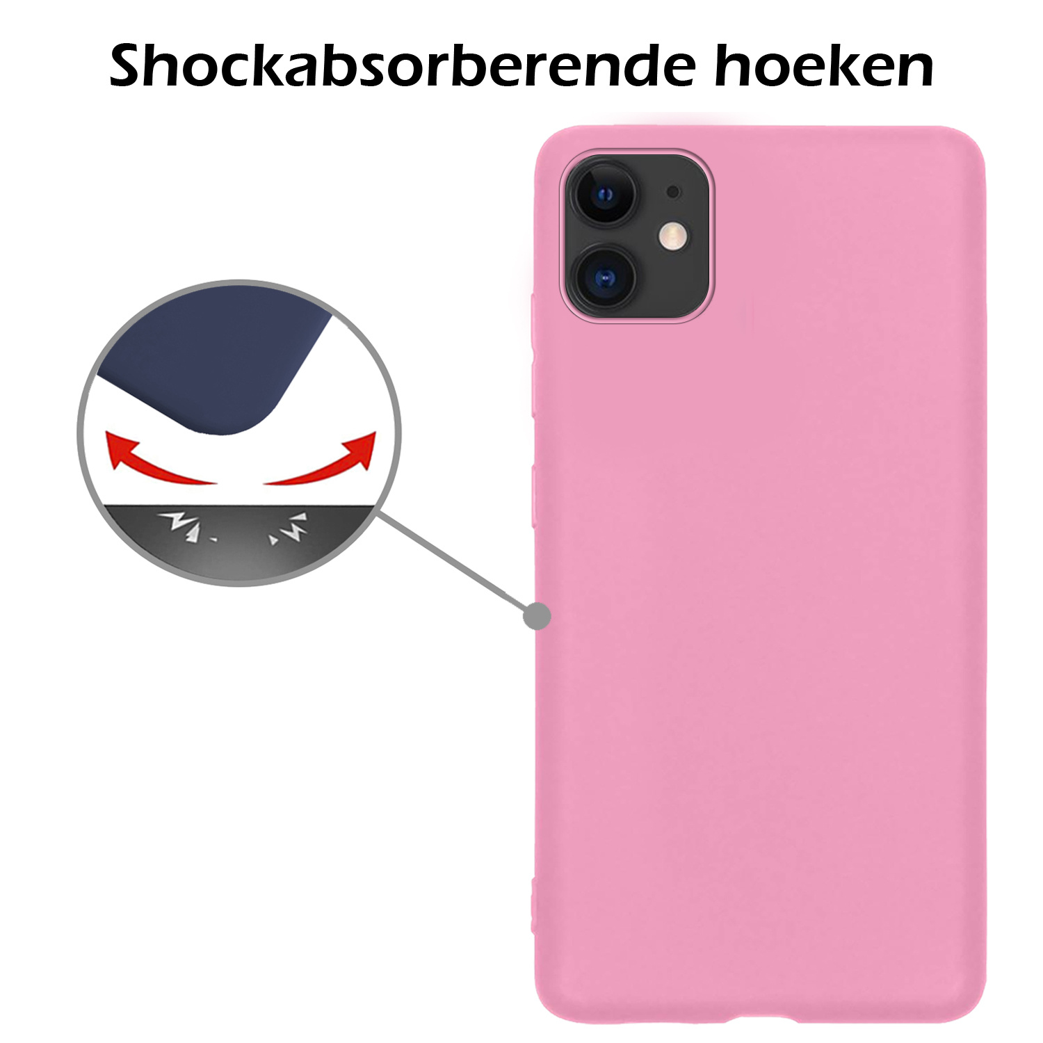 Nomfy Hoesje Geschikt voor iPhone 12 Mini Hoesje Siliconen Cover Case - Hoes Geschikt voor iPhone 12 Mini Hoes Back Case - 2-PACK - Lichtroze