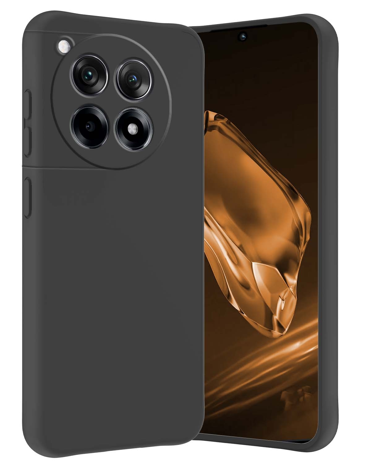 Nomfy Hoesje Geschikt voor OnePlus 12R Hoesje Siliconen Cover Case - Hoes Geschikt voor OnePlus 12R Hoes Back Case - Zwart