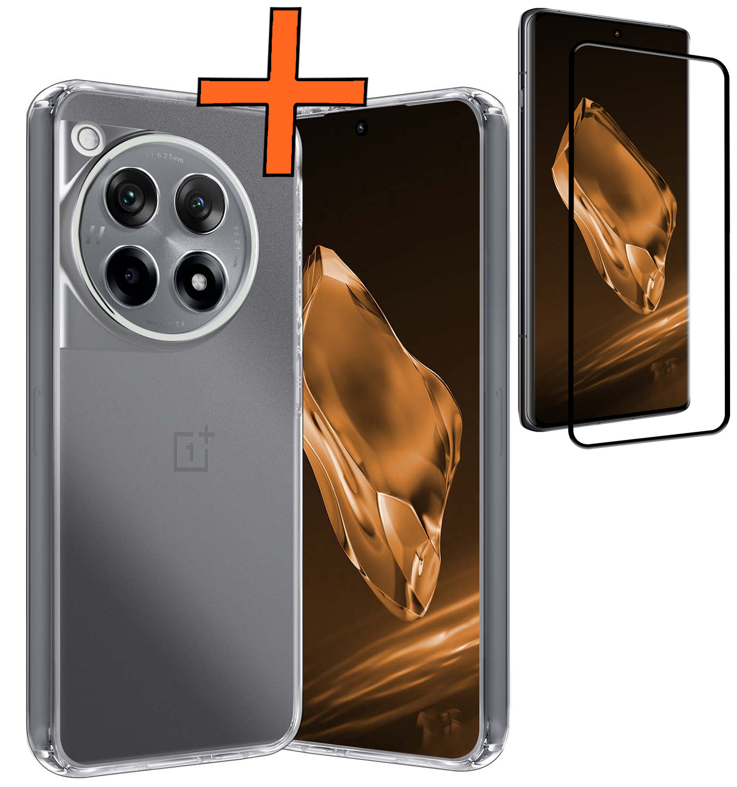 Nomfy Hoesje Geschikt voor OnePlus 12R Hoesje Siliconen Cover Case Met Screenprotector - Hoes Geschikt voor OnePlus 12R Hoes Back Case - Transparant