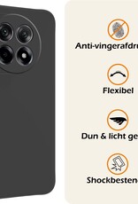 Nomfy Hoesje Geschikt voor OnePlus 12R Hoesje Siliconen Cover Case Met Screenprotector - Hoes Geschikt voor OnePlus 12R Hoes Back Case - Zwart