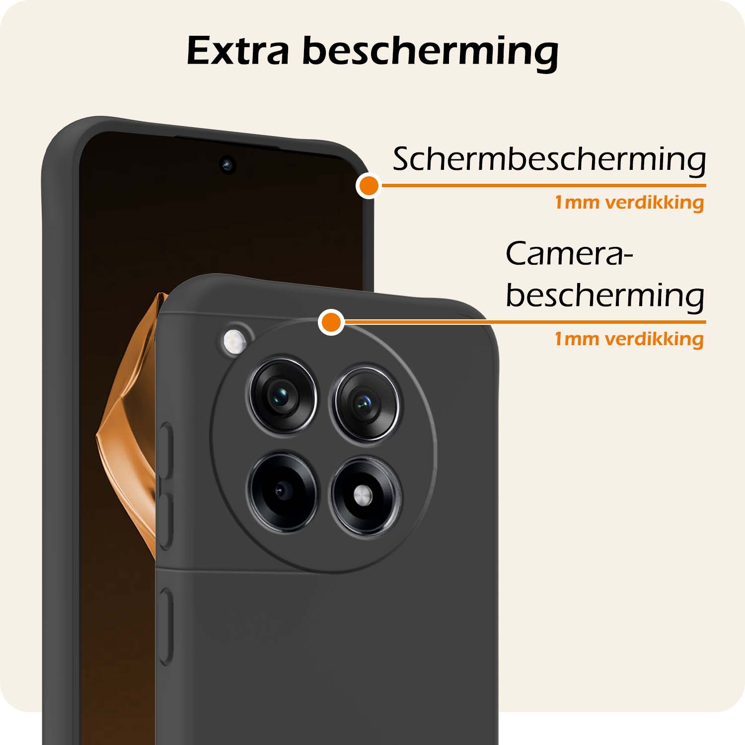 Nomfy Hoesje Geschikt voor OnePlus 12R Hoesje Siliconen Cover Case Met Screenprotector - Hoes Geschikt voor OnePlus 12R Hoes Back Case - Zwart