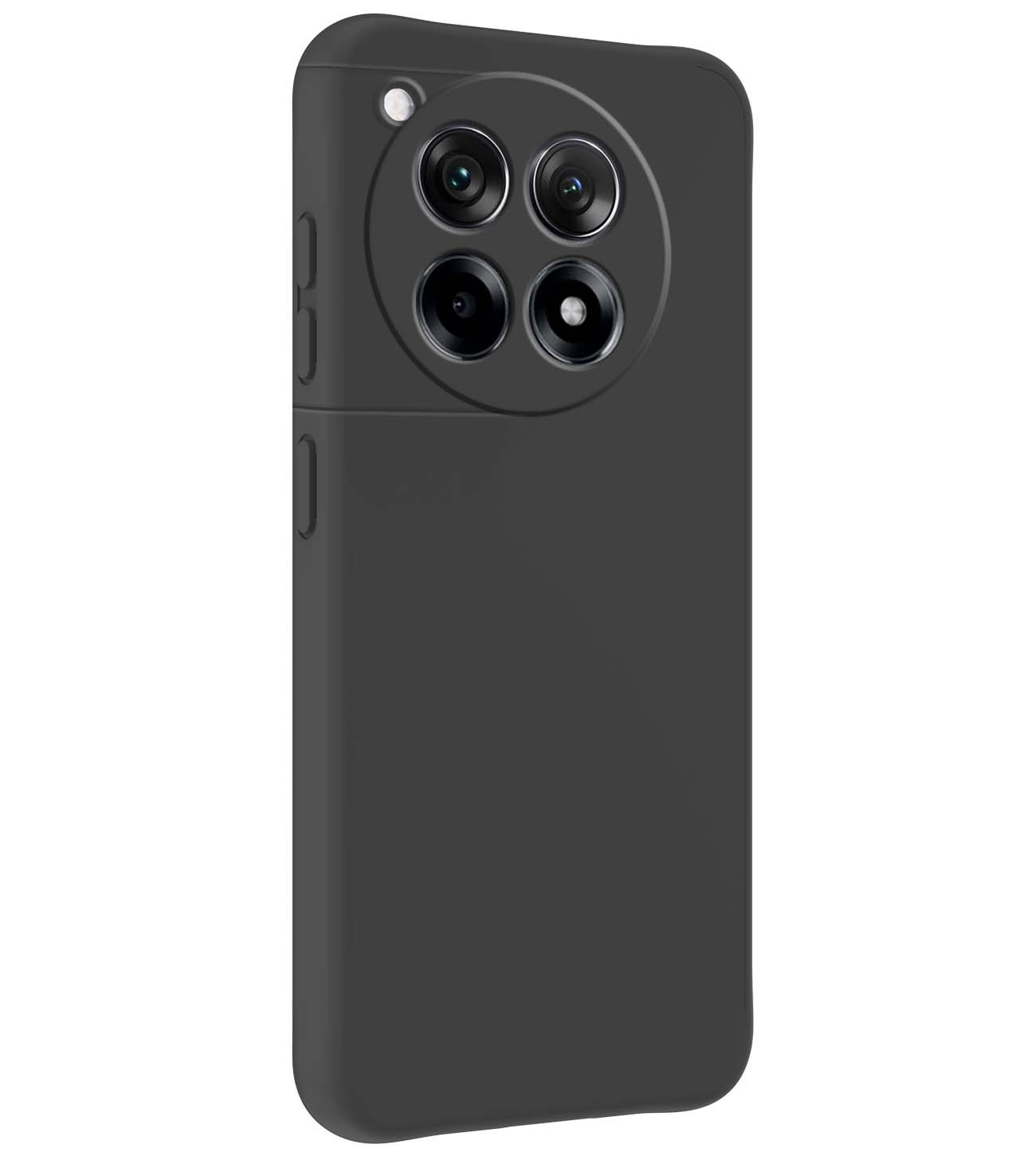 Nomfy Hoesje Geschikt voor OnePlus 12R Hoesje Siliconen Cover Case Met Screenprotector - Hoes Geschikt voor OnePlus 12R Hoes Back Case - Zwart