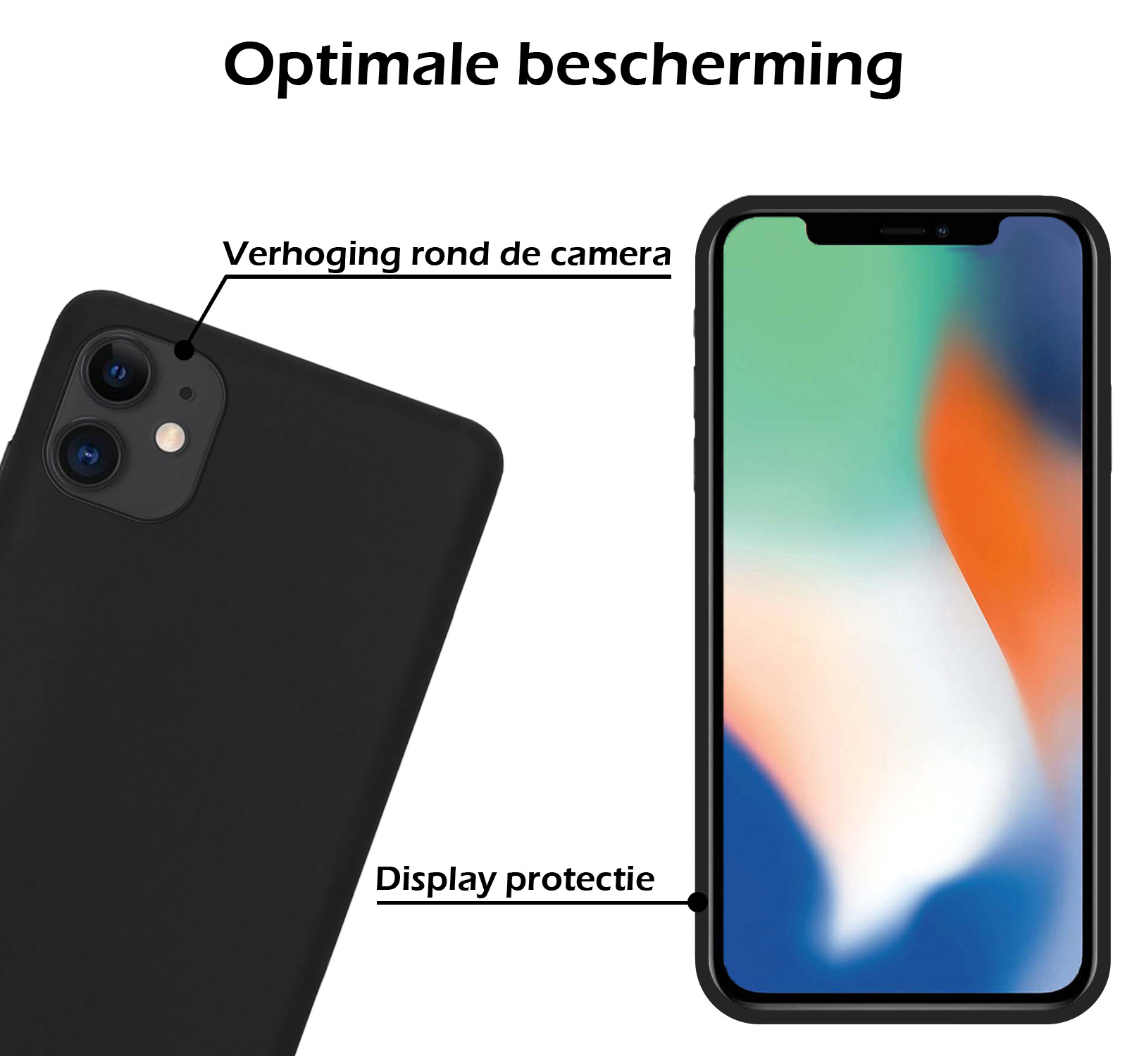 Nomfy Hoesje Geschikt voor iPhone 12 Mini Hoesje Siliconen Cover Case - Hoes Geschikt voor iPhone 12 Mini Hoes Back Case - Zwart