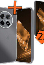 Nomfy Hoesje Geschikt voor OnePlus 12R Hoesje Siliconen Cover Case Met 2x Screenprotector - Hoes Geschikt voor OnePlus 12R Hoes Back Case - Transparant