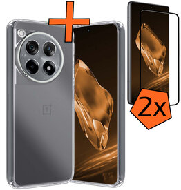 Nomfy Nomfy OnePlus 12R Hoesje Siliconen Met 2x Screenprotector - Transparant