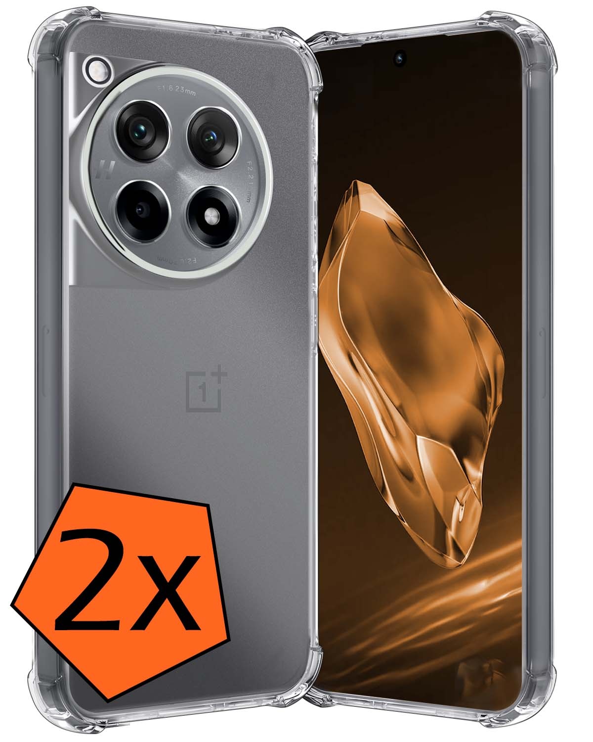 Nomfy Hoesje Geschikt voor OnePlus 12R Hoesje Shock Proof Cover Case Shockproof - Hoes Geschikt voor OnePlus 12R Hoes Siliconen Back Case - Transparant - 2 PACK