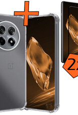 Nomfy Hoesje Geschikt voor OnePlus 12R Hoesje Shock Proof Cover Case Shockproof Met 2x Screenprotector - Hoes Geschikt voor OnePlus 12R Hoes Siliconen Back Case - Transparant