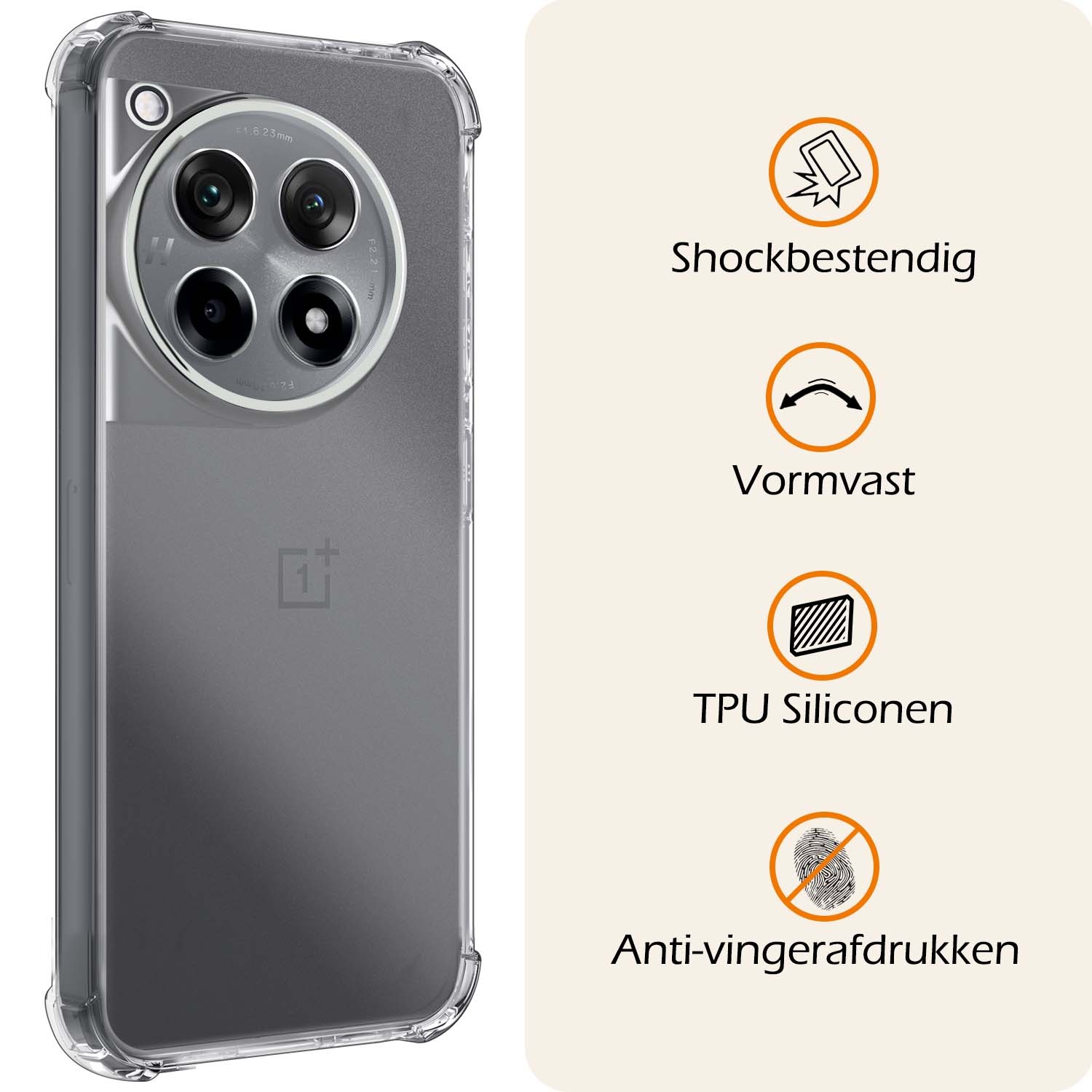 Nomfy Hoesje Geschikt voor OnePlus 12R Hoesje Shock Proof Cover Case Shockproof Met 2x Screenprotector - Hoes Geschikt voor OnePlus 12R Hoes Siliconen Back Case - Transparant