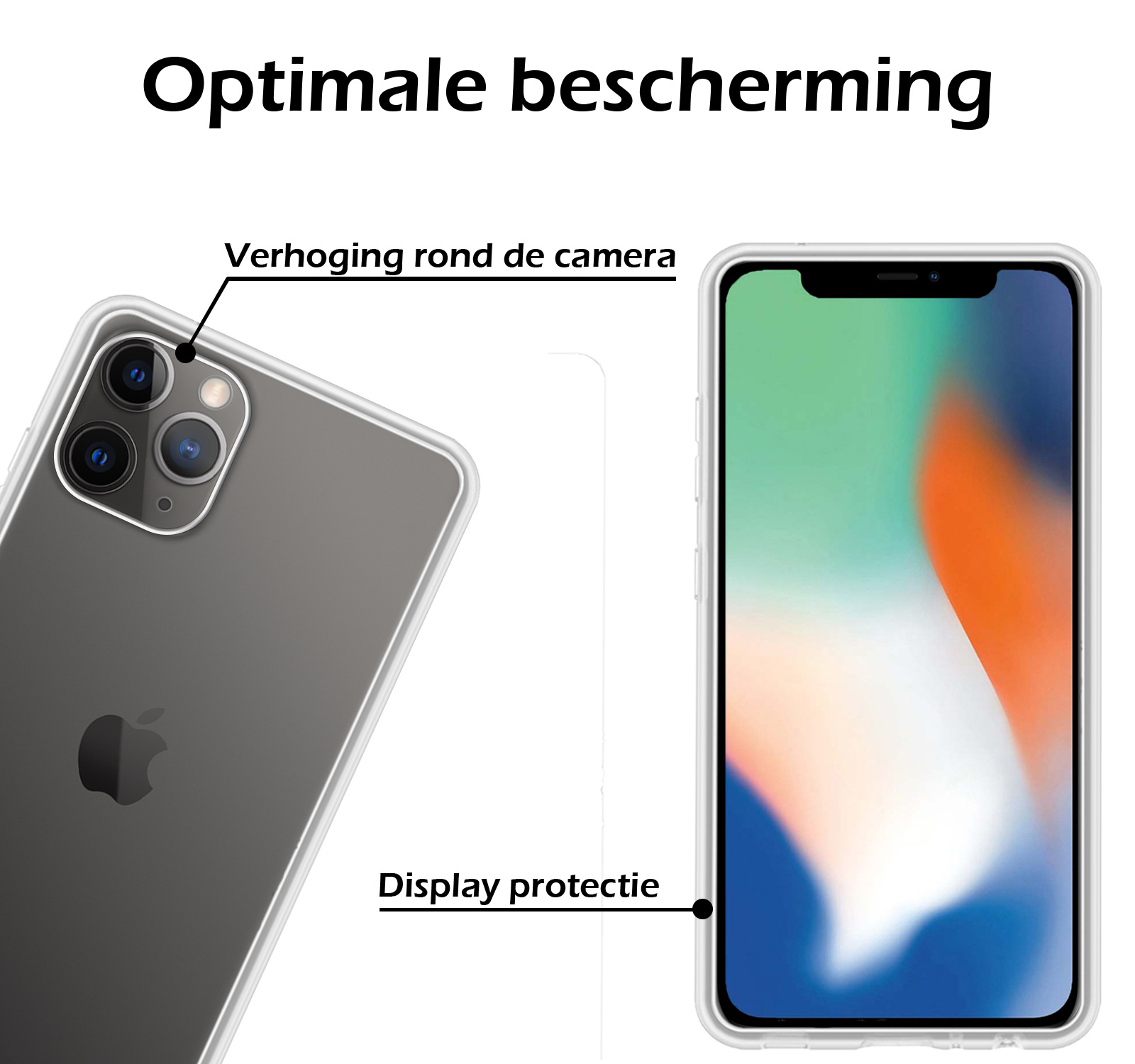 Nomfy Hoesje Geschikt voor iPhone 11 Pro Max Hoesje Siliconen Cover Case - Hoes Geschikt voor iPhone 11 Pro Max Hoes Back Case - 2-PACK - Transparant