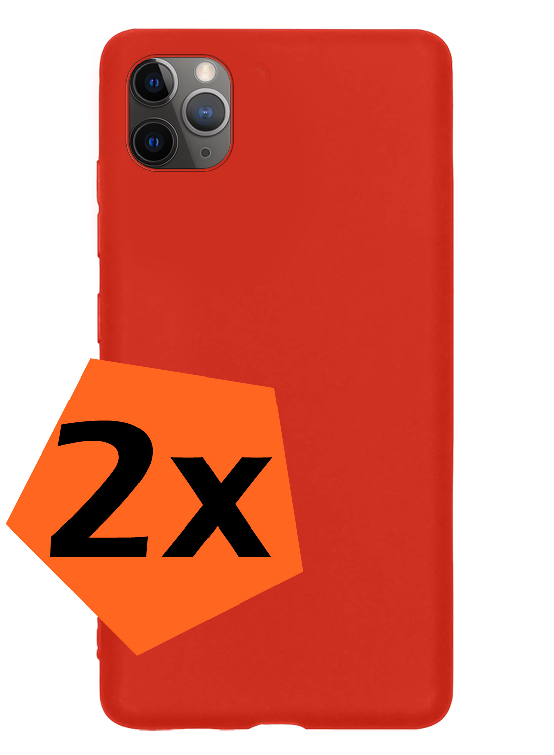 Nomfy Hoesje Geschikt voor iPhone 11 Pro Max Hoesje Siliconen Cover Case - Hoes Geschikt voor iPhone 11 Pro Max Hoes Back Case - 2-PACK - Rood